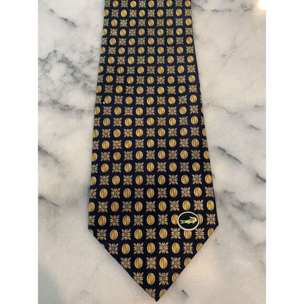 Crocodile Brand 100% Silk Geometric Foulard Brocade Tie